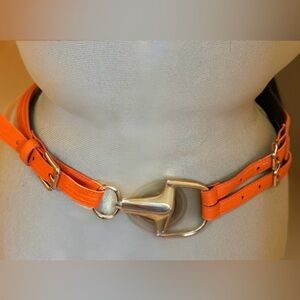 VTG SANDY DUFTLER Snaffle Bit Leather Belt “Mango Tango Orange” - Size 32